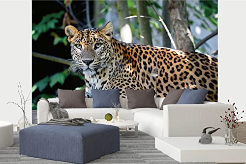 Vlies Fototapete CEYLON-LEOPARD 375 x 250 cm (inkl. Kleister) - Vlies Tapete, Wandtapete, Wandbilder - Tapete für Wohnzimmer Schlafzimmer, Büro, Küche - Montagefertig