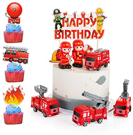 31 Stück Feuerwehrmann Tortendeko Feuerwehrauto Kuchendekoration Kuchen Deko Topper Fireman Cake Toppers Geburtstagsparty