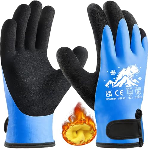 PROGANDA Waaserdichte Winter Arbeitshandschuhe Gartenhandschuhe für Herren und Damen, Fleece Liner Warme Thermohandschuhe für kaltes Wetter