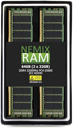 NEMIX RAM 64GB (2X32GB) DDR4 3200MHZ PC4-25600 2Rx4 1.2V CL22 288-PIN ECC RDIMM Registered Server Memory KIT