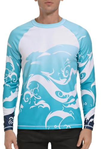 Men's Swim Shirts UPF 50+ Rash Guard Long Sleeve Sun Protection UV Shirt