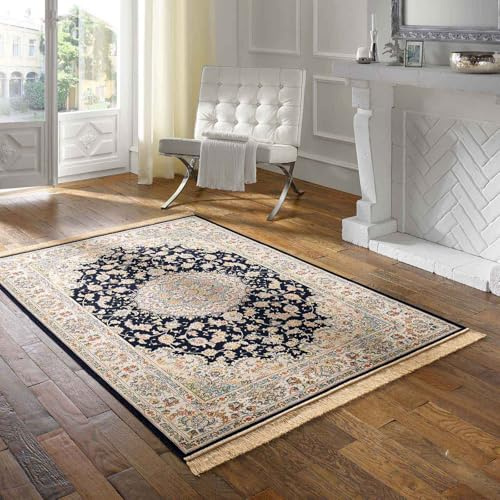 Taracarpet Teppich Palazzo Royal Täbriz blau 195x300 cm Kurzflor Orientteppich für Wohnzimmer Esszimmer und Schlafzimmer
