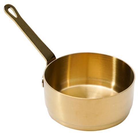 Stainless Steel Saucepan, Mini Milk Pot Small Metal Sauce Pan 100ml/3.38oz Sauce Bowl Soup Pot for Home, Kitchen, Restaurant (Gold（100ML）)