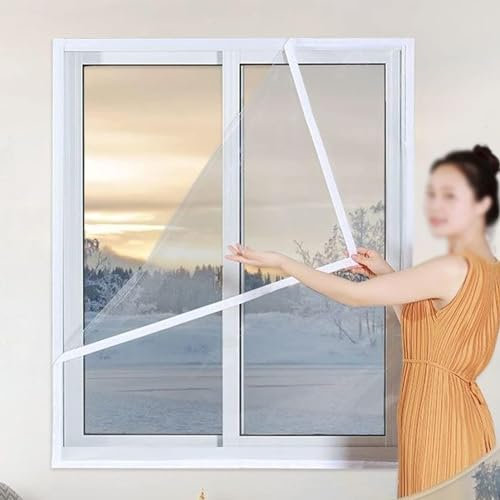 Thermo Vorhang,Transparente Fenster-Isolierfolie,Isolier-Schutz-Vorhang,Kälteschutz Warmer Winddichter Vorhang für den Winter,für Schlafzimmer Wohnzimmer Balko,Anpassbar (150x150cm)