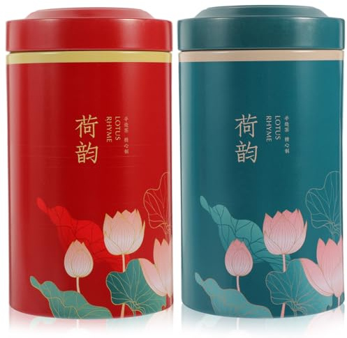 BESTonZON 2 Pièces Boîte De Thé Hermétique Boîtes à Thé Pour Thé En Vrac Pot Scellé De Thé En Vrac Boîte à Thé Chinoise Contenants Alimentaires Canette De Café Bibelots Fer Blanc