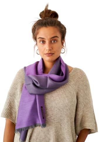 Apikuna® Doubleface Schal aus 70% Baby Alpaka & 30% Seide (200x45cm, Pflaumenlila) – Elegantes Damen-Tuch, seidig glänzend, weich und leicht für jede Jahreszeit