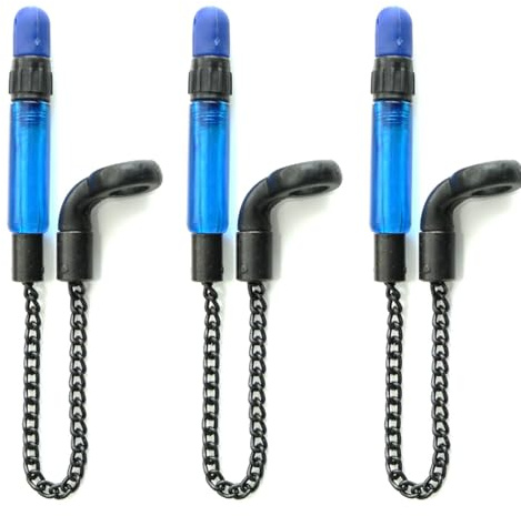 3 x Bobbins Bite Indicators Semi Short Chain 15cm Carp fishing Tackle for Bite Alarms and bank sticks (Blue)