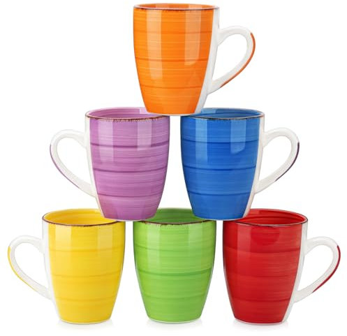 vancasso Bonita Large Mugs Set of 6, 500ml Stoneware Coffee Cup and Mug, Microwave & Dishwasher Safe Tea Cups, Mugs for Hot Drinks, Warm Color