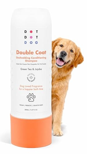 Anti-fallande hundschampo – utjämningsformel för hundar med dubbla lager | Havre och prebiotisk, allergivänlig känslig hud | Anti-lukt | 280 ml | DotDotPet