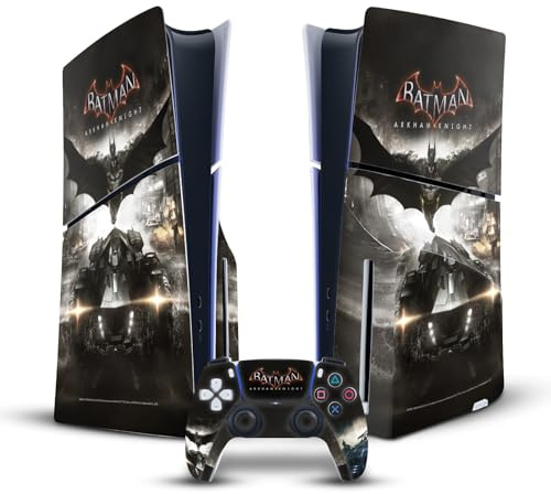 Head Case Designs Officially Licensed Batman Arkham Knight Key Art Graphics Vinyl Sticker Gaming Skin Decal Compatible With Sony PlayStation 5 PS5 Slim Disc Edition Console & DualSense Controller