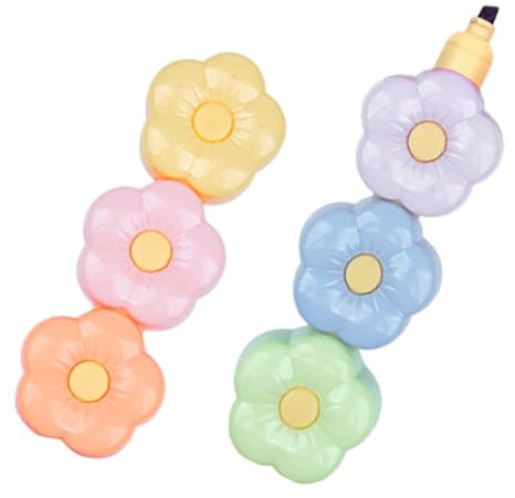 Gogogmee Highlighter Stifte Blumenform Tragbar Multifunktions-scrapbook-marker Schulbedarf Kleiner Buchmarker Stapelbare Textmarker Für Studiennotizen Und Zeitschriften