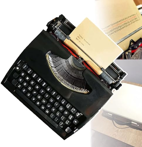 WhAeoy Altmodische Manuelle Schreibmaschine (kann Tippen), Maschinenschreibmaschine, Vintage-Finish, Antike Schreibmaschine, Tragbare Flexible Tasten, Klare Handschrift,B