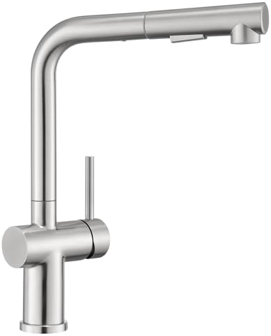 BONADE Grifo de cocina extensible, alta presión, grifo de cocina con ducha, 2 tipos de chorro, grifo giratorio 360°, grifo mezclador de cocina, monomando de acero inoxidable cepillado