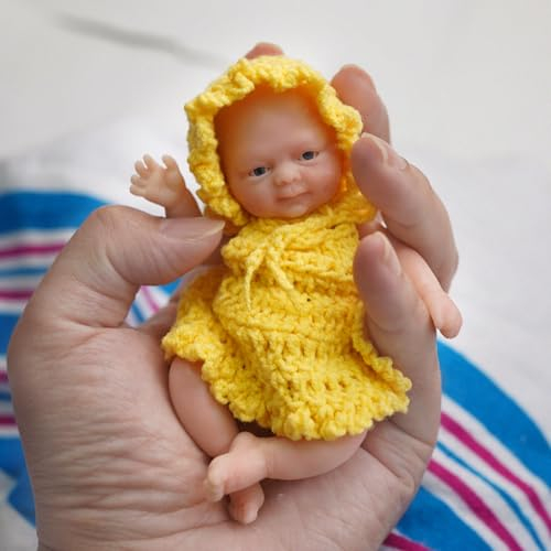 MYREBABY 4.5 Inch Mini Realistic Newborn Baby Dolls, Silicone Girl Clara, Full Body Stress Relief
