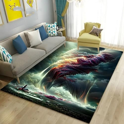 Kinderteppich Fantasy-Tornado, Dunkle Wolken, Taifun - Kurzflor Teppich Kinderzimmer Spielteppich Antiallergen Und Extra Weich - Babyzimmer Teppiche Für Junge Und Mädchen Babyteppich 80 X 120 Cm -3U9F