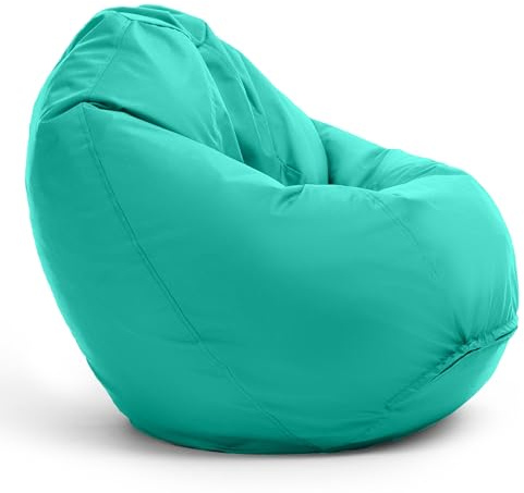 Bruni Sitzsack Classico L in Türkis – XL Sitzsack mit Innensack zum Lesen, Abnehmbarer Bezug, lebensmittelechte EPS-Perlen als Bean-Bag-Füllung, aus Deutschland