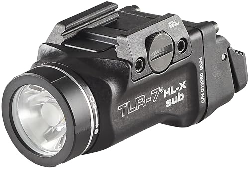 Streamlight 69503 TLR-7 HL-X sub USB 1000-Lumen 10000-Candela Rechargeable Rail-Mounted Weapon Light Exclusively for Glock 43X/48 MOS, 43X/48 Rail, Includes Switches and Key Kit, Black