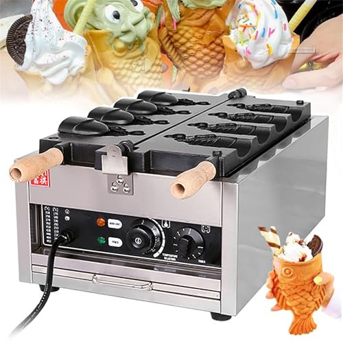 MáQuina para Hacer Waffles Taiyaki, Wafflera con Forma de Pez, MáQuina para Hacer Waffles de Acero Inoxidable Antiadherente para Restaurantes, CafeteríAs, Tiendas de Bocadillos,Style2
