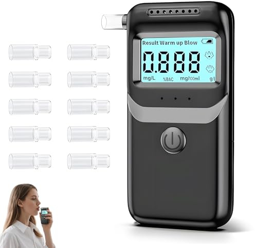 ZOBMIO Alkoholtester Polizeigenau, Mit 10 Düsen, Für Präzise Messungen, Promillemessgerät Mit Digitalem LCD-Display, Alkoholtester Für Den Einsatz Zu Hause Oder Auf Partys.