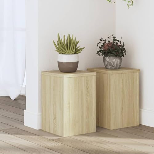 Gecheer Pflanzenständer, Blumenständer Hohle Konstruktion, Dekosäule Podest für Pflanzen Dekoartikel, Blumenhocker Blumensäule Sonoma-Eiche 20x20x30 cm Holzwerkstoff for Zuhause