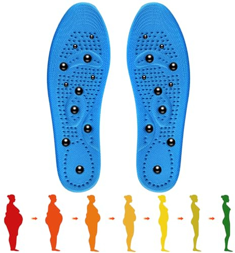 Moorstdel Magnetische Einlegesohlen,Einlegesohle kann frei geschnitten werden, Magnetischen Akupressur Einlegesohlen für Männer und Frauen, Bequemeund Atmungsaktive（Blau, Größen: 35-40）