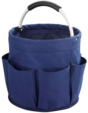 RUWLFE Bucket Tool Organizer 17L Large Storage Organiser Bag Folding Basket Picnic Tote Outdoor Cleaning Caddy with Handle Tool Bag Cleaning Supplies(Blue)