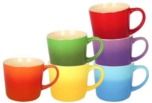 Argon Tableware Multicolour Ombre Coffee Mug 330ml - Pack of 6 - New Bone China Tea Mug, Vegan Friendly Ceramic Cup, Glazed Stoneware Style Drinkware, Microwave Dishwasher Safe