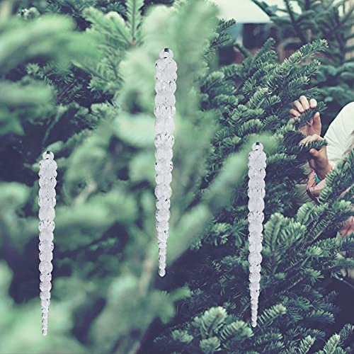 12pcs Acrylic Icicle Ornament, Hanging Ornaments Clear Icicles Christmas 12pcs Party Wedding Festival Tree Glitter Drop W Shatterproof Decoration 5 83in 14 8cm12pcs 8cm (14.8cm ice strips)