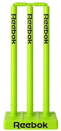 Reebok Cricket-Stump-Set mit Bügel, schwere Basis, Premium-Tragetasche, langlebige Kunststoff-Stumps für Outdoor- und Indoor-Cricketübungen