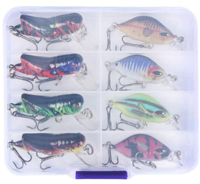 Generic 8 pezzi Mini Crankbait Wobbler Esche da pesca Esca dura Swimbait per pesci predatori Spigola Trota Walleye Luccio
