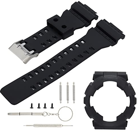 Generic Byte Av Silikonarmband Mjuk Slitstark Justerbar Storlek med Klockfodral Verktyg Fjäderstångsskruvar för GA110 GA100