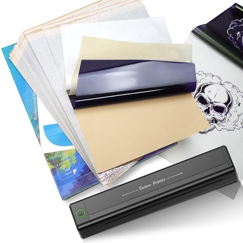 TATELF Tattoo Drucker mit 110 Blätter Tattoo Papier Schablone Tattoodrucker Kompatibel für Tattoo Künstler und Anfänger