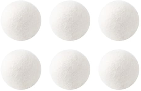 6 Stück wiederverwendbare Trocknerbälle aus Wolle, Weichspüler, Wäschevlies, Trocknerball, Heimwäschetrockner, Waschmaschinenreiniger Für die Waschmaschine(3cm)