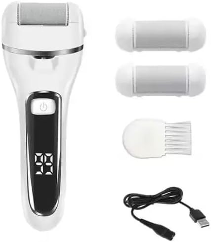 Lima elettrica per piedi per pelle dura, per rimuovere calli e piedi con display a LED per rimuovere la pelle dura e morta, raschietto per piedi, set per pedicure per piedi, include 3 testine a