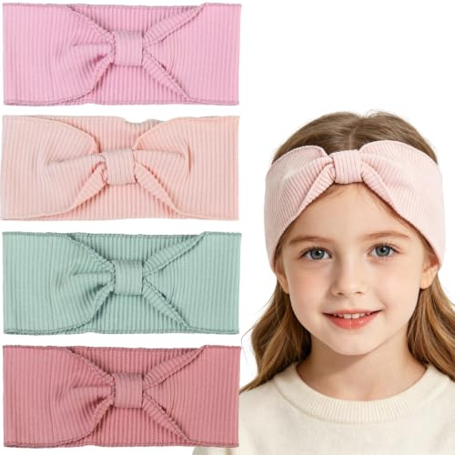 Bandeau Cheveux Fille 4 Pièces Bandeau Cheveux Femme Souple Léger Confortable Bandeaux pour Bébé Protection Fontanelle pour Printemps Automne Hiver (B)