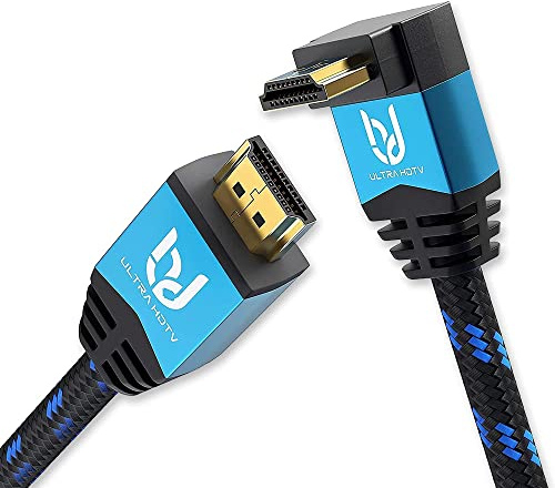 Ultra HDTV 3m Câble HDMI 2.0b 4K 60Hz, Coudé 270 Degrés Cordon, Ultra HD High Speed 18Gbps par Ethernet, Supporte HDR, 3D, Arc, PS4, Xbox, Projecteur, Lecteur Blu-ray