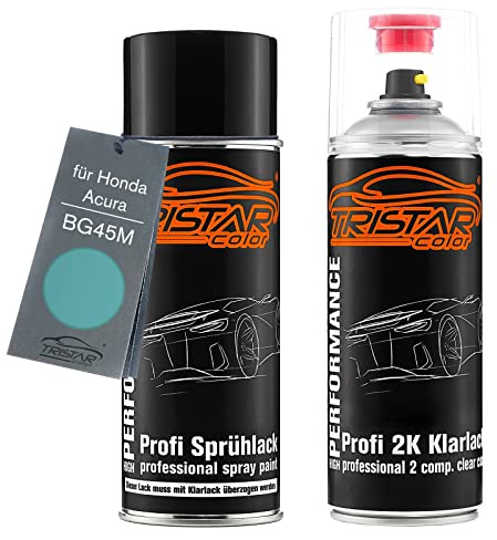 TRISTARcolor Autolack 2K Spraydosen Set für Honda/Acura BG45M Aquamint Opal Metallic Basislack 2 Komponenten Klarlack Sprühdose