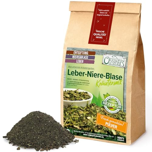 ORIGINAL LECKERLIES Leber-Niere-Blase-Kräutermix Basic als Pulver, 250g Hundekräuter, Kräuter f. Hunde, Unterstützung der natürl. Entgiftungsfunktionen von Leber, Nieren, Blase – Naturprodukt, barfen