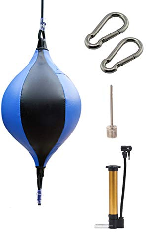 SYMX Boxball, Hängende Boxing, Doppelendball, hängender Speedball mit doppeltem Ende, Boxball, Pumpe und Haken für das Reflex- und Boxtraining Fitnessstudio MMA Training Boxen Punchingbälle,Blau