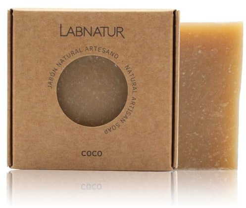 Jabón Natural Coco Artesanal - Vegano y Sin Aceite de Palma - Labnatur | Con Aceite de Coco y Oliva - Elimina Impurezas, Hidrata en Profundidad y Suaviza - Hecho en España - 100 g