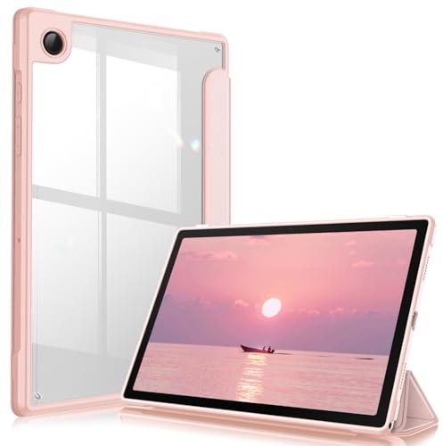 Fintie Hybrid Hülle für Samsung Galaxy Tab A8 10.5 2022 - Stoßfeste Abdeckung mit Transparent Klar Hartschalen Rückseite Schutzhülle für Tab A8 10.5 Zoll SM-X200/X205/X207, Roségold