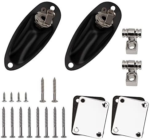 Yootones Gitarr stränghållare rullsnöre i trädguider, laddat uttag uttagsplatta och nackplatta kompatibel med elgitarrer Stratocaster Tele Telecaster (svart)