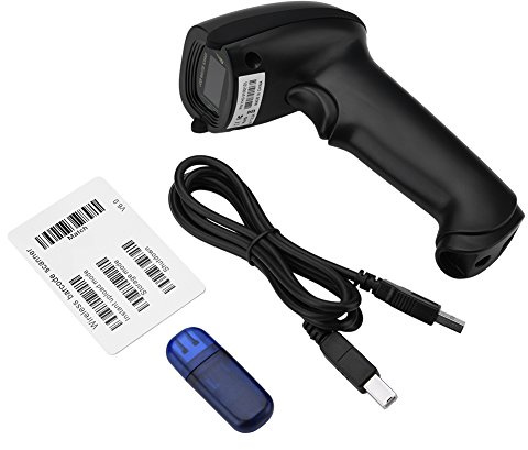 ciciglow Lettore Scanner, Scanner di Codici a Barre Wireless Portatile modalità di Connessione Doppia da 2,4 GHz Alta Sensibilità per Magazzino, Supermercato, Hotel e Altro(Nero)