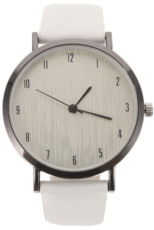 UKCOCO Damen-Armbanduhr, Lederarmband, Edelstahl, Lederuhr, leicht zu lesen, großes Zifferblatt, Uhren, Damen, Geschenke, Beige