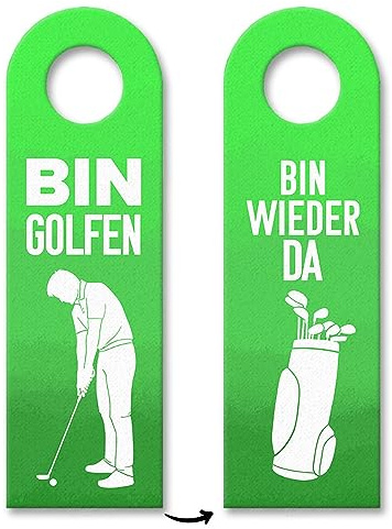Bin Golfen oder bin wieder da Türhänger für Golfspieler in grün Türanhänger aus Filz für Freunde die gerne Golf spielen als Geschenk zum Geburtstag