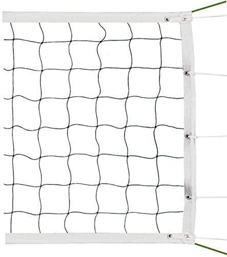 Offizielles Volleyballnetz in Turniergröße | Outdoor mit 2 Flugzeugstahlkabeln Oben und unten, Vier genähte Bordüre, robuste Volleyballnetze für Hinterhof, Schulhof, Strand
