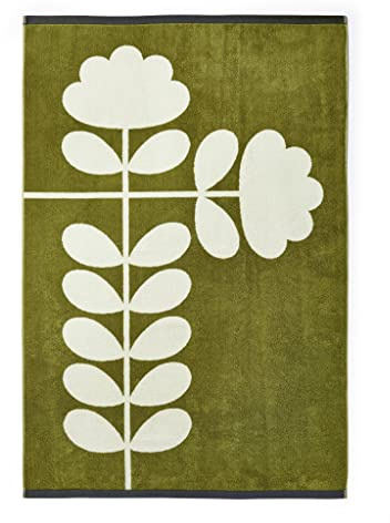 Orla Kiely Cut Stem Bathroom Towel Moss & Charcoal 100% Cotton (Bath Sheet 100cm x 150cm)