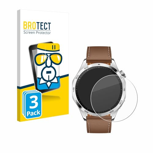 BROTECT Schutzglas für Huawei Watch GT 4 | (46mm) 3 Stück Transparenter Displayschutz Made in Germany Panzer Schutz Glas 9H Kratzfest Klares Echtglas Einfache Montage