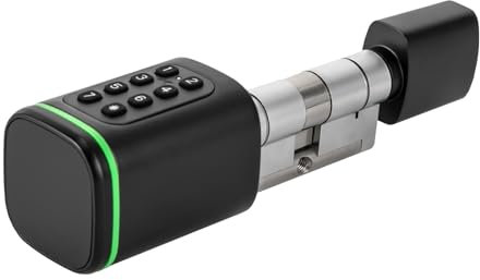 Elektronischer Zahlenschlosszylinder FüR Zuhause, Vier Entriegelungsmethoden, IP-Schutzart: IP5x, Micro Type-C-Ladeanschluss FüR 1,4-1,8 TüRdicke Und EuropäIsche Standardbohrung (Schwarz)