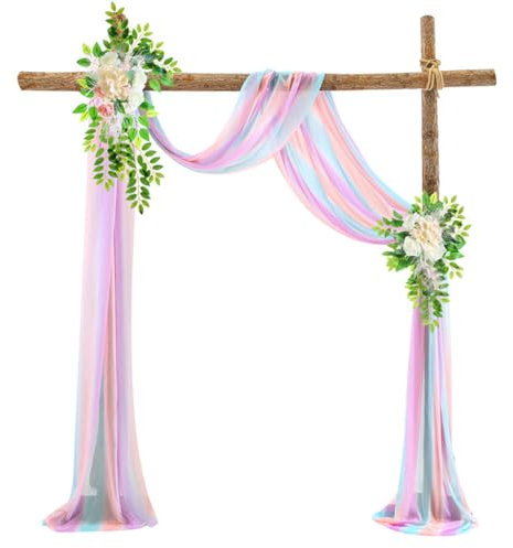 Hochzeit Vorhang für Kulissen, 75 x 500cm Chiffon Querbehang Transparentem Bettvorhänge Moskitonetz Gardinen Dekoschals Vorhang für Schlafzimmer Wohnzimmer Torbogen Zeremonie Traubogen Himmelbett